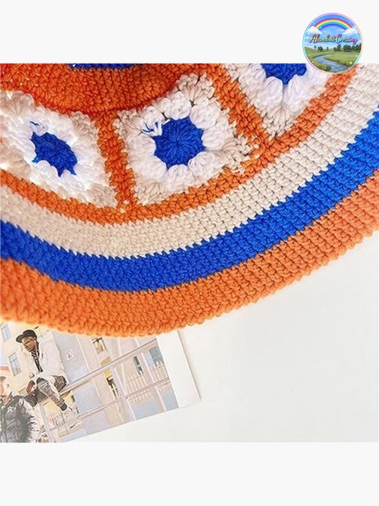 Handmade Crochet Bucket Hat Floral Knitted Cloche Summer Beach Fishing Cap main image 6